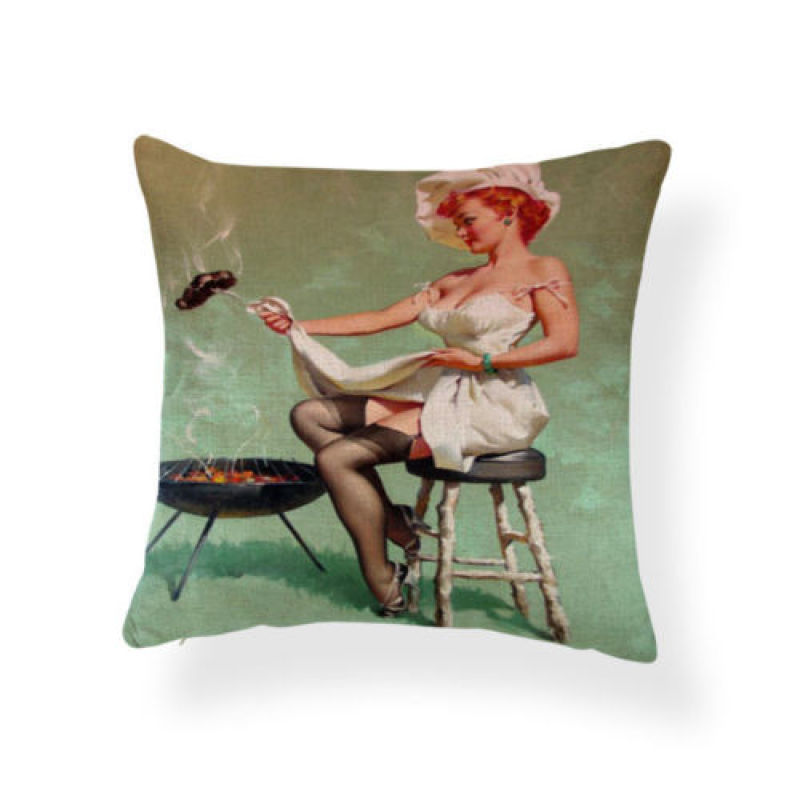 Character Girl Cartoon Cushion Cover Sexy Cactus Cowboy Pillow Case Western,Bohemian Decoration Throw Pillow Cases/