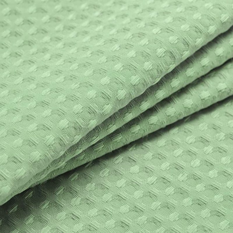 Green Waffle Weave Hotel Luxury Spa Bathroom 72x72 Waterproof Polyester Shower Curtain, 230gsm Heavy Duty Fabric Shower Curtain/
