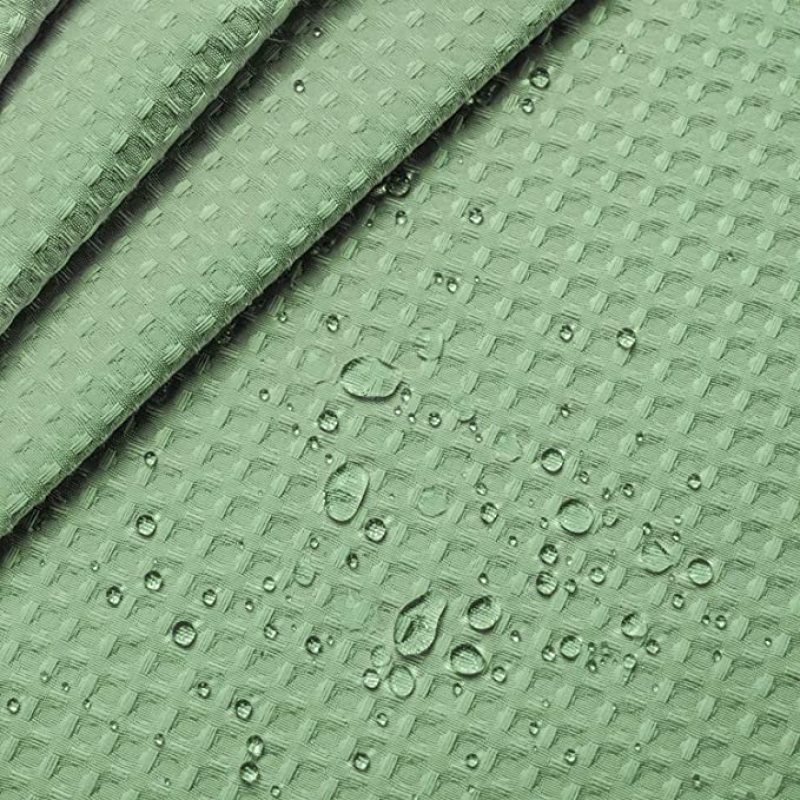 Green Waffle Weave Hotel Luxury Spa Bathroom 72x72 Waterproof Polyester Shower Curtain, 230gsm Heavy Duty Fabric Shower Curtain/