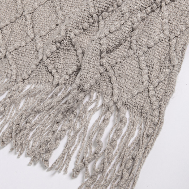 Bed Knitted Blanket Geometric Sofa Blanket Cover with Tassel Travel Line Blanket Home Decoration/