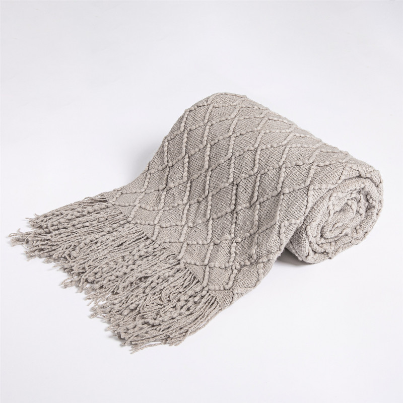 Bed Knitted Blanket Geometric Sofa Blanket Cover with Tassel Travel Line Blanket Home Decoration/