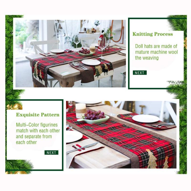 Wholesale Christmas Tree and Deer buffalo plaid table runner for Family Christmas Holiday Christmas Dinner Party