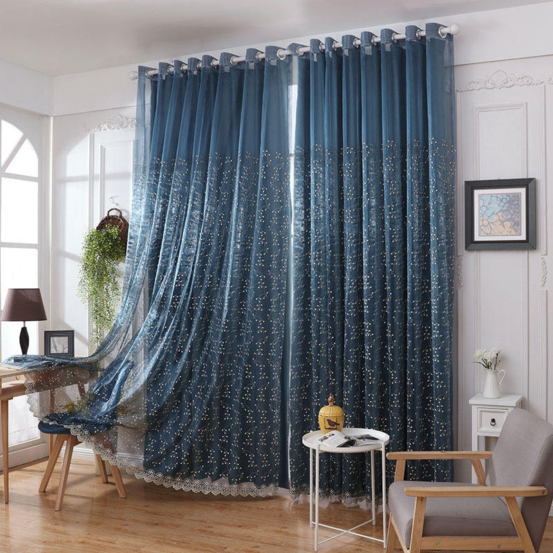 China Suppliers Ready Made Grommet Doubl Rideaux,  Super Soft Solid Pearl Flannel Curtain And Embroidered Sheer Fabric Gardinen/