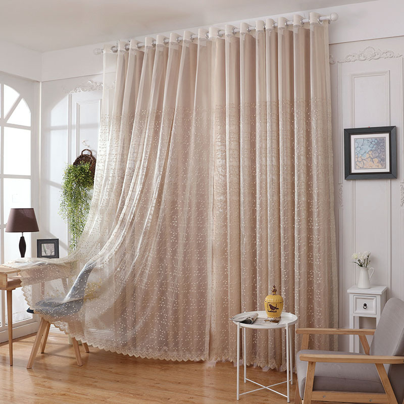 China Suppliers Ready Made Grommet Doubl Rideaux,  Super Soft Solid Pearl Flannel Curtain And Embroidered Sheer Fabric Gardinen/