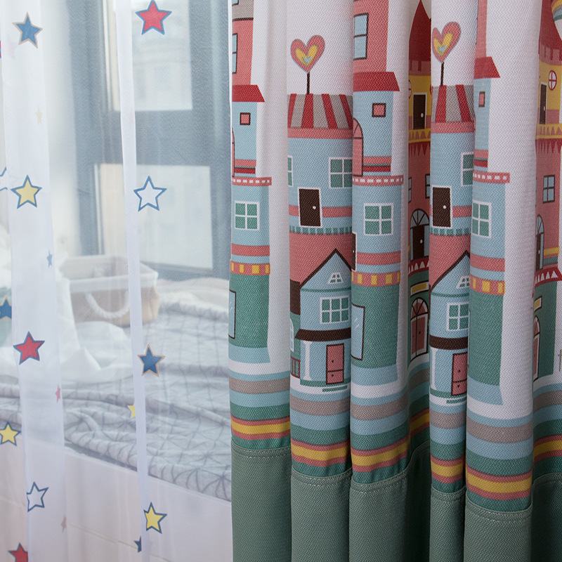 Contener home curtains for the living room fabric cortina infantil, Made in China latest curtains for boys room