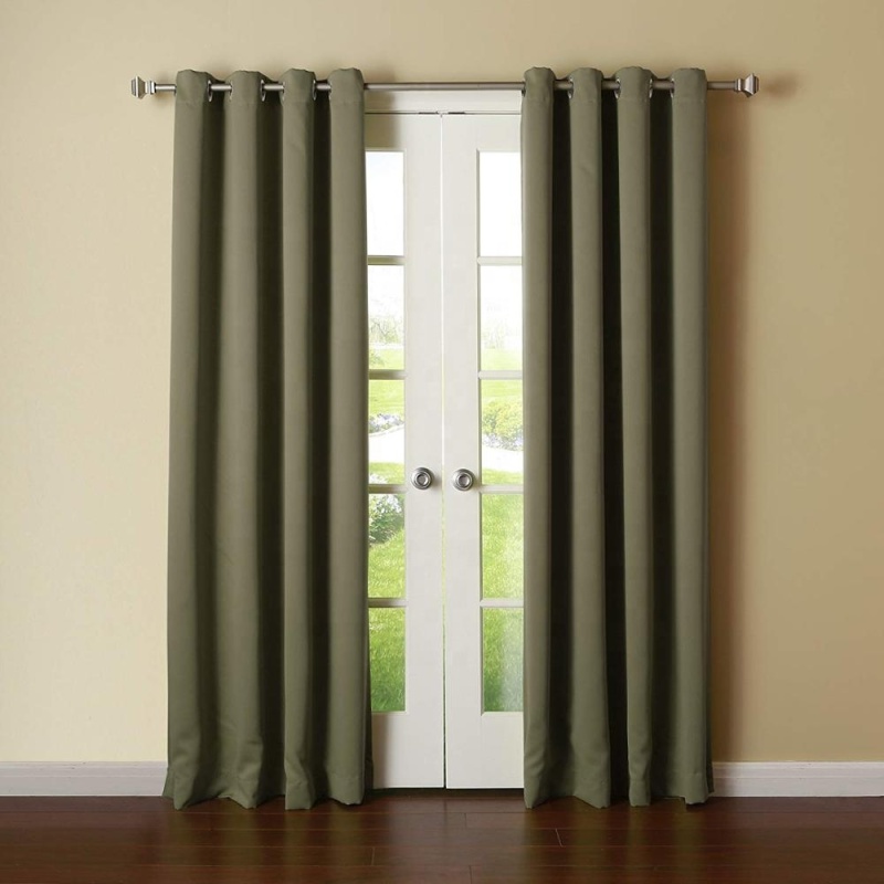 Polyester bedroom printed solid grommet high quality breathable blackout curtains