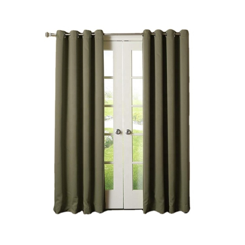 Polyester bedroom printed solid grommet high quality breathable blackout curtains