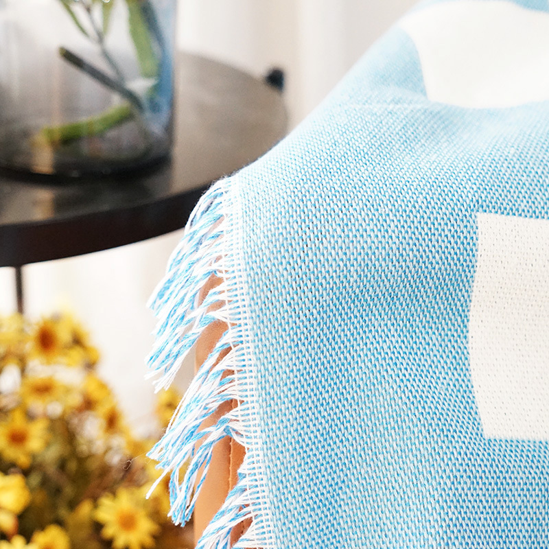 blue black Pattern Nordic Throw Blanket For Sofa cover Towel Nap Blanket With Tassels Tablecloth  Home Bed Decoration/