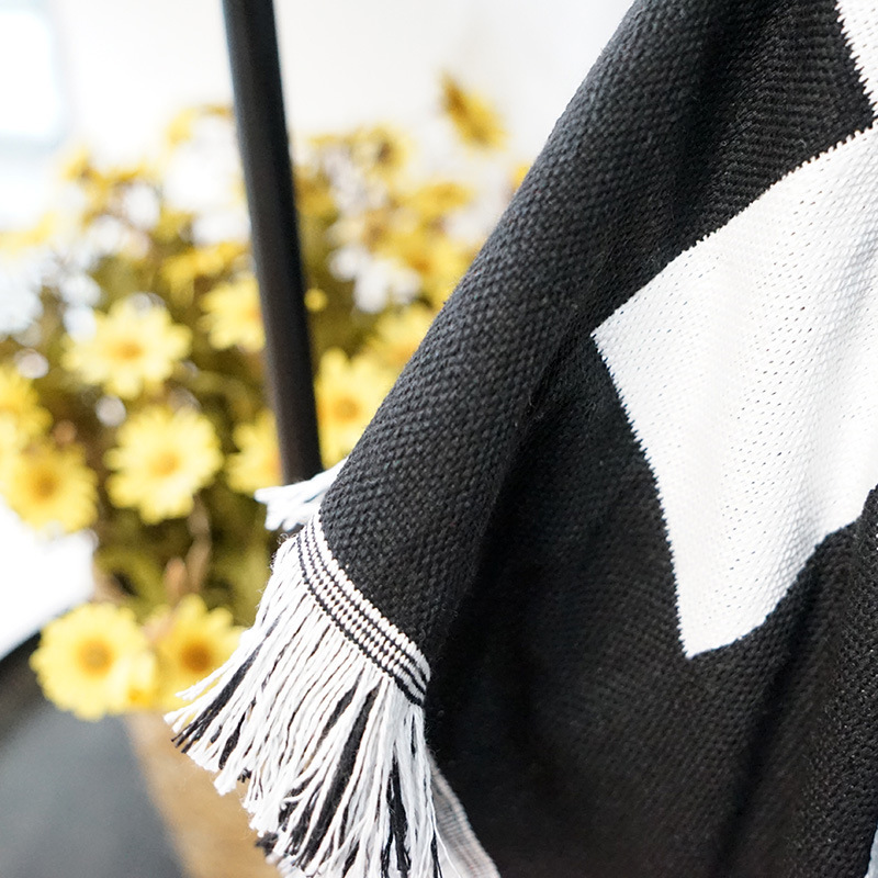 blue black Pattern Nordic Throw Blanket For Sofa cover Towel Nap Blanket With Tassels Tablecloth  Home Bed Decoration/