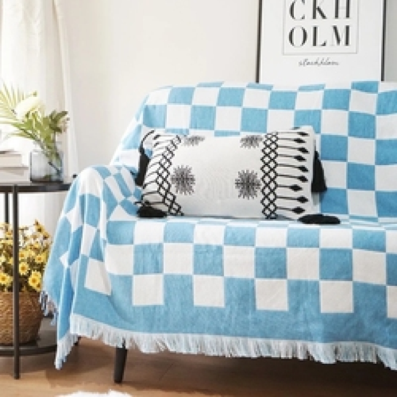 blue black Pattern Nordic Throw Blanket For Sofa cover Towel Nap Blanket With Tassels Tablecloth  Home Bed Decoration/