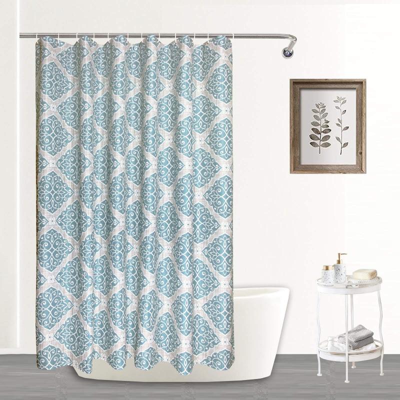 Custom Waterproof Polyester Shower Curtain, Printed Bathroom Curtain With 12 Hooks$