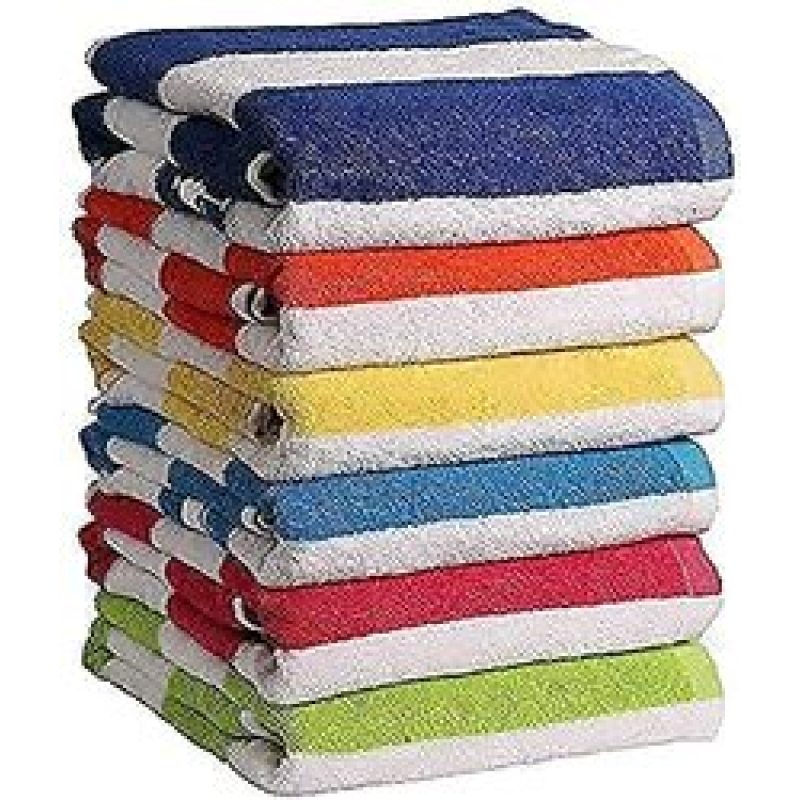High water absorption, light weight cotton towel, 6 pieces, striped beach towel/