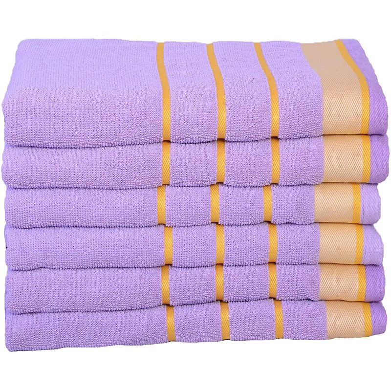 High water absorption, light weight cotton towel, 6 pieces, striped beach towel/