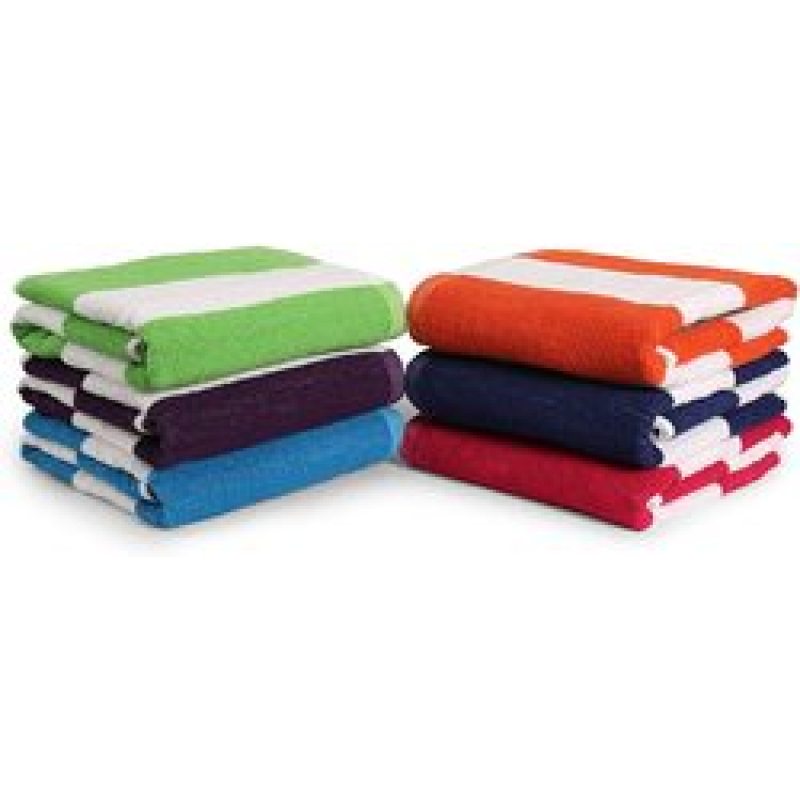 High water absorption, light weight cotton towel, 6 pieces, striped beach towel/