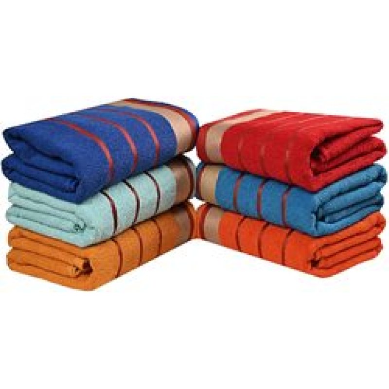 High water absorption, light weight cotton towel, 6 pieces, striped beach towel/