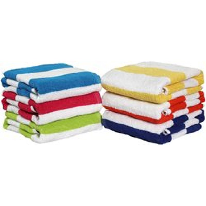 High water absorption, light weight cotton towel, 6 pieces, striped beach towel/