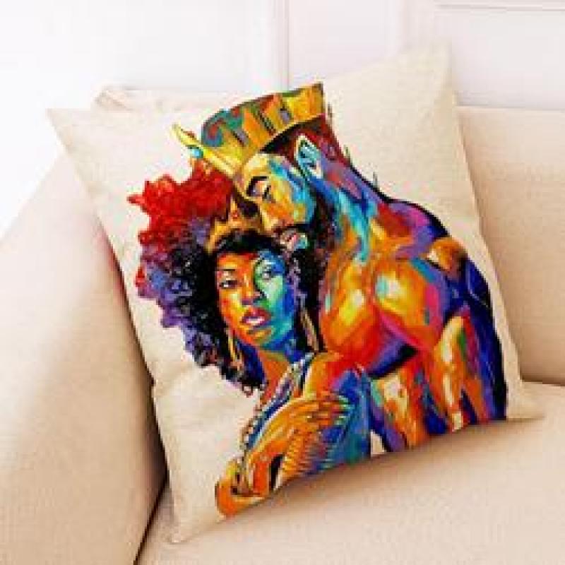 African Black Woman Cushion Linen, Decor Cushion Pillow/