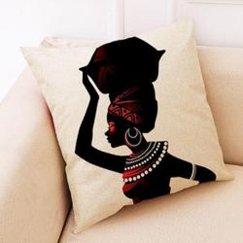 African Black Woman Cushion Linen, Decor Cushion Pillow/