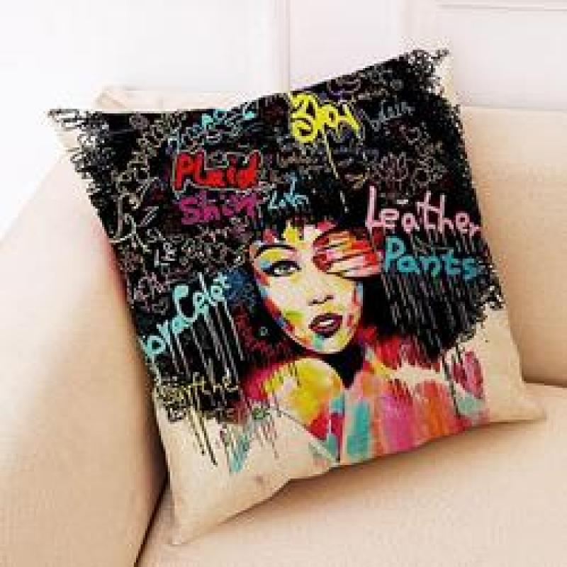 African Black Woman Cushion Linen, Decor Cushion Pillow/
