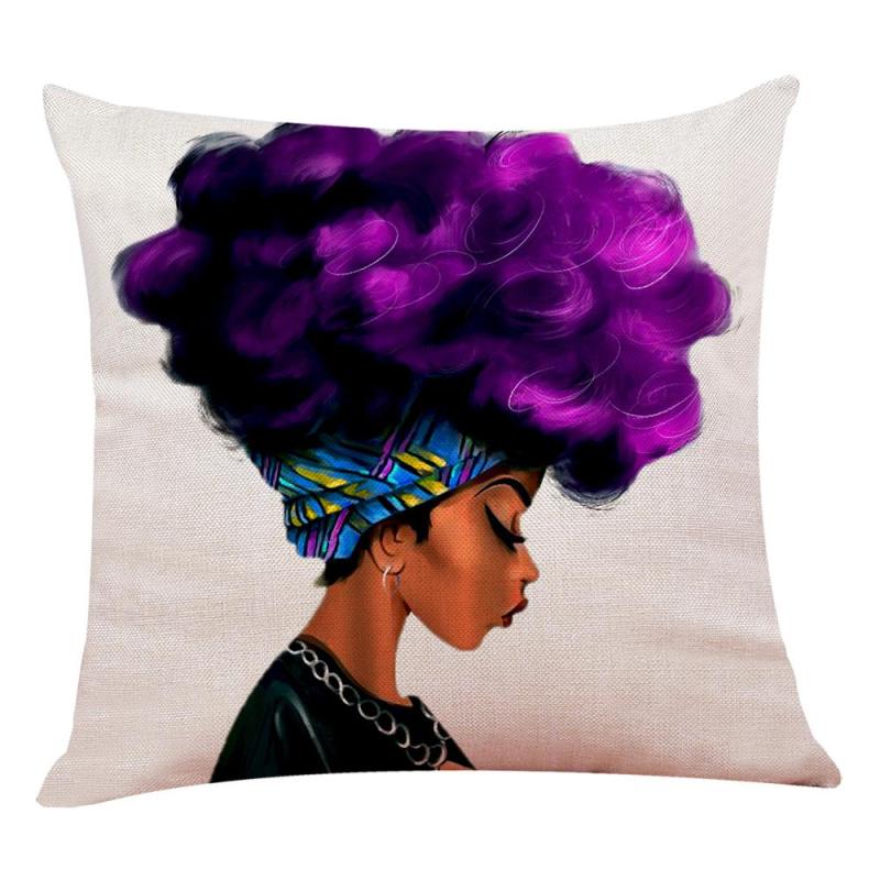 African Black Woman Cushion Linen, Decor Cushion Pillow/
