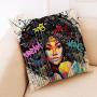 African Black Woman Cushion Linen, Decor Cushion Pillow/