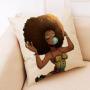 African Black Woman Cushion Linen, Decor Cushion Pillow/
