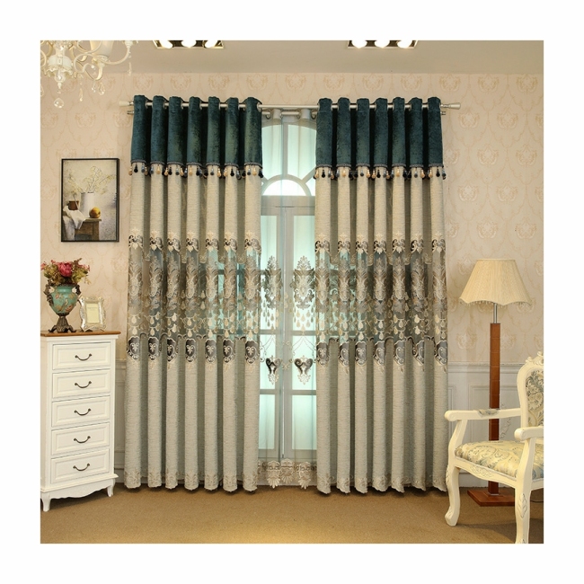 Ready Made Homes Hotel Embroidery Fabric, Best Selling Velvet Embroidery Curtain For Livingroom/