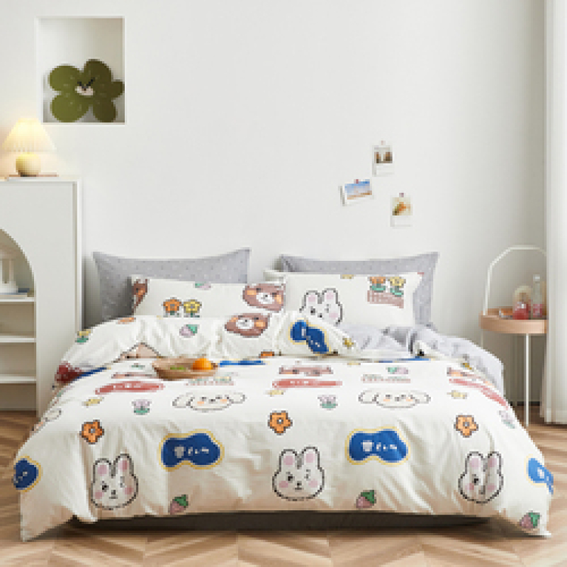 4 Pcs Bedsheets Bedding Set for Kids/ 100% Cotton Bedding Comforter Sets, Cheap Queen Size Adult Cartoon Modern 80 YK 1set 300tc