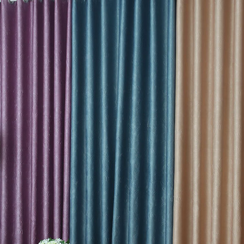 Beige Embossed Blackout Living Room Curtain