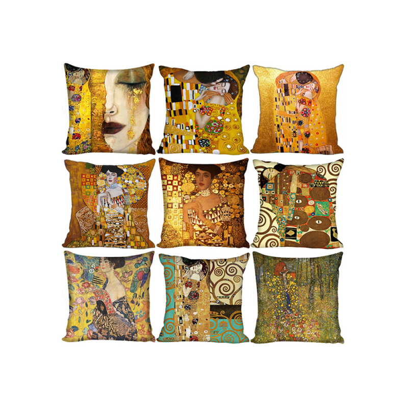 Gustav Klimt Oil Painting Pillow Case Gold Pattern Print Cushion Cover Vintage Decorative Pillow Cover Sofa Chair Pillow Case