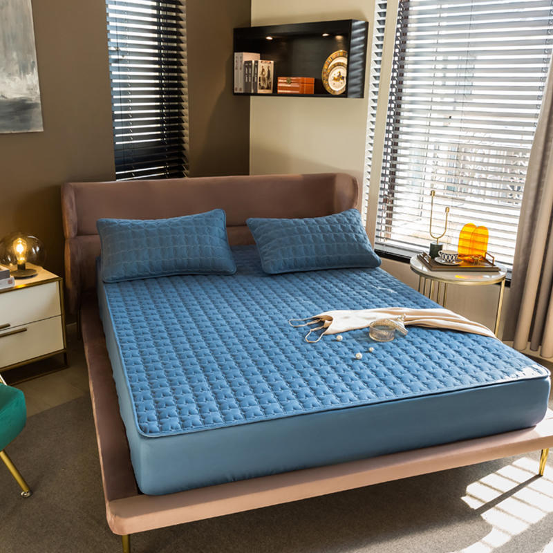 Skin-friendly and thick Cotton pillowcase Soft Twin Full Queen King Bed Fitted Sheet Cover Mattress Cover Protector Bedding Set