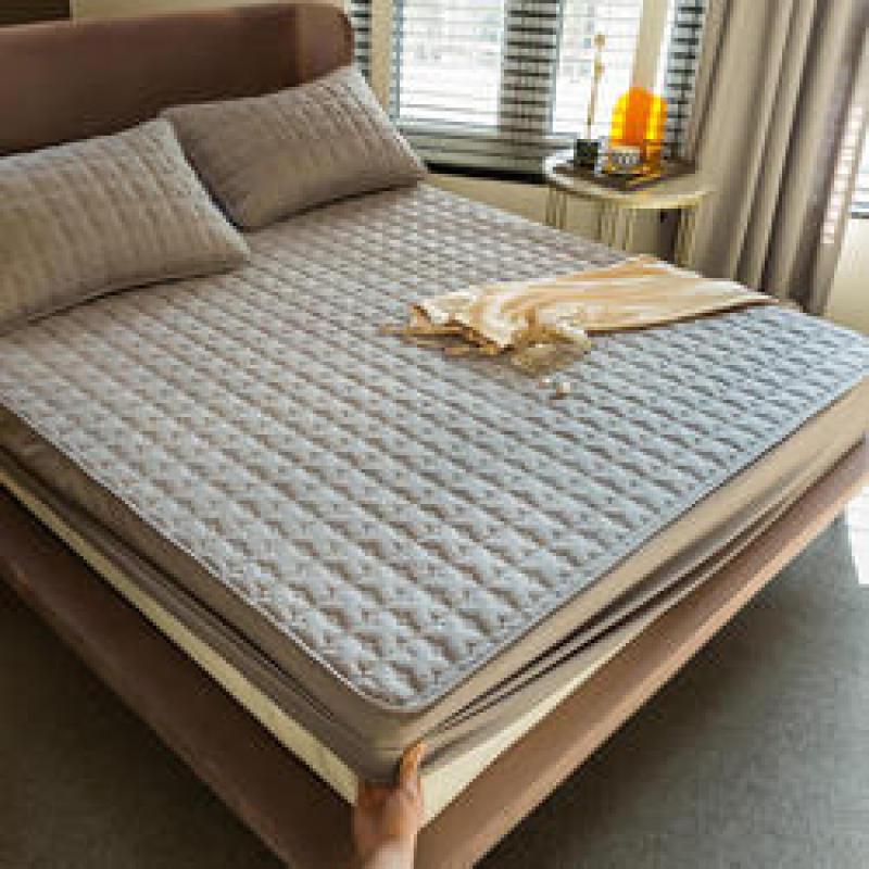 Skin-friendly and thick Cotton pillowcase Soft Twin Full Queen King Bed Fitted Sheet Cover Mattress Cover Protector Bedding Set