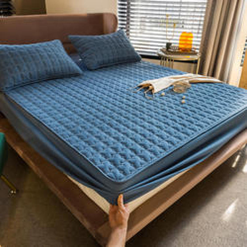 Skin-friendly and thick Cotton pillowcase Soft Twin Full Queen King Bed Fitted Sheet Cover Mattress Cover Protector Bedding Set