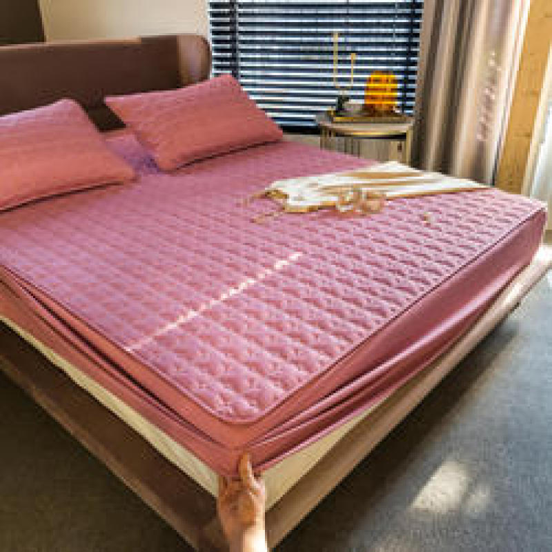 Skin-friendly and thick Cotton pillowcase Soft Twin Full Queen King Bed Fitted Sheet Cover Mattress Cover Protector Bedding Set