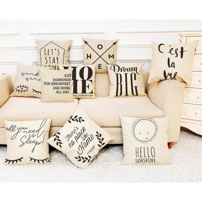 New Black And White Simple Cushion Cover, Nordic Style Home Cotton And Linen Cushion Cover /