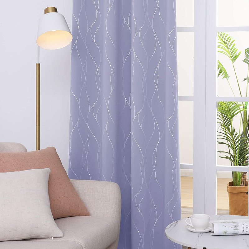 New style heat-insulating short curtains in 2 packs, purple blackout curtains for small windows in the living room/