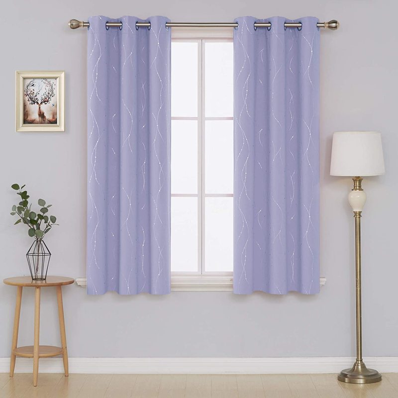 New style heat-insulating short curtains in 2 packs, purple blackout curtains for small windows in the living room/