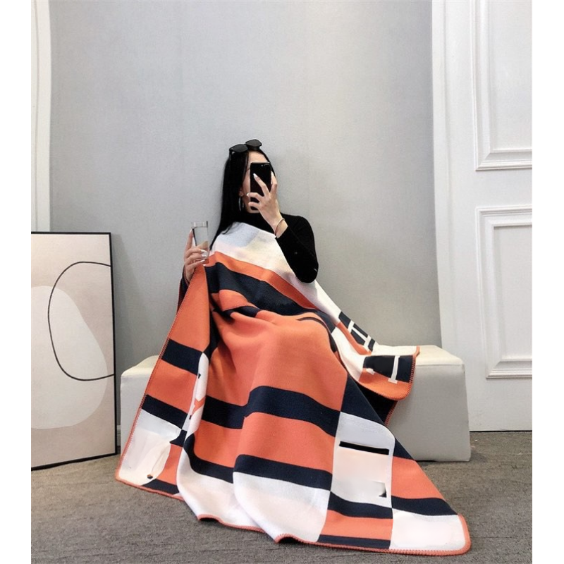 Letter Plaid H Cashmere Blanket Luxury Blanket Crochet Soft Wool Shawl Portable Warm Winter Sofa Fleece Knitted