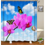 Decorative Print Waterproof Colorful bath shower curtains for Custom floral Transparent Hookless Shower Curtain