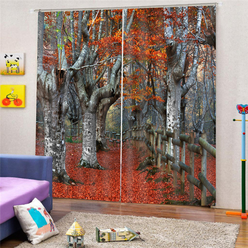 Decorativas Livingroom Ready Made Curtain,Latest Curtain Fashion Designs Beach And Sea Curtains Printed Landscape#