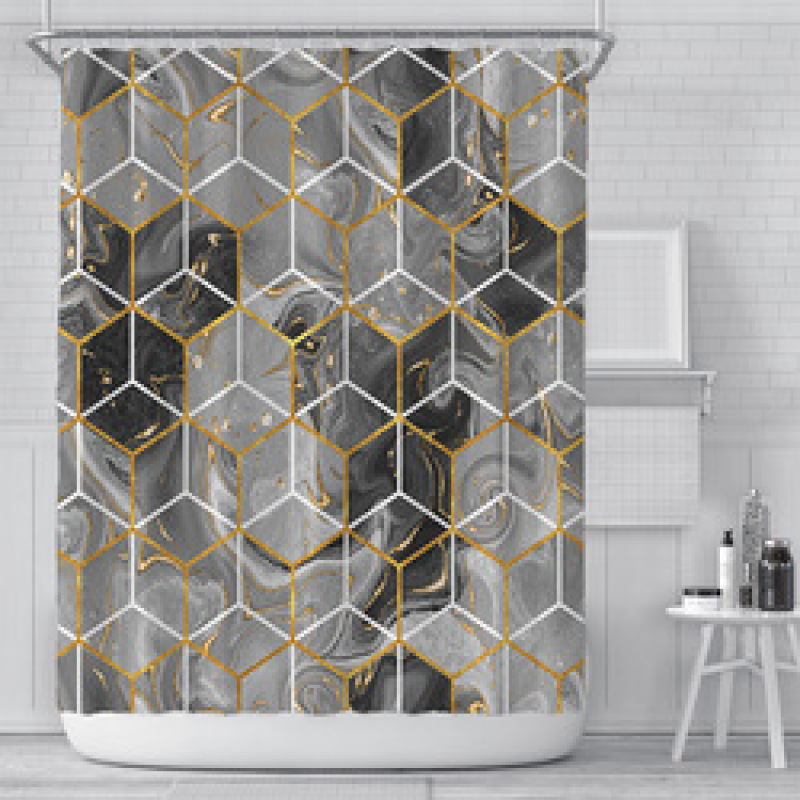 High quality durablepolyester bathroom curtain Shower Curtain geometric print design Waterproof 3D Shower Curtain