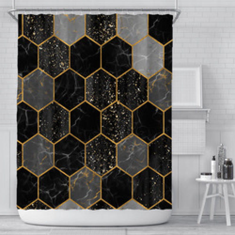 High quality durablepolyester bathroom curtain Shower Curtain geometric print design Waterproof 3D Shower Curtain