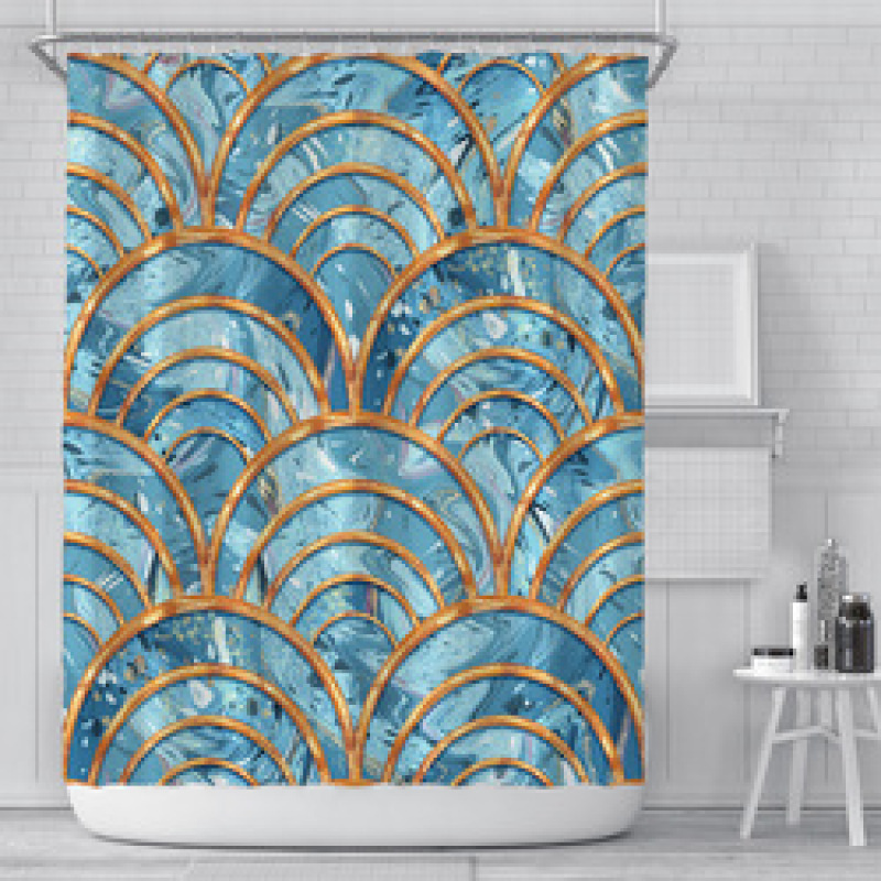 High quality durablepolyester bathroom curtain Shower Curtain geometric print design Waterproof 3D Shower Curtain
