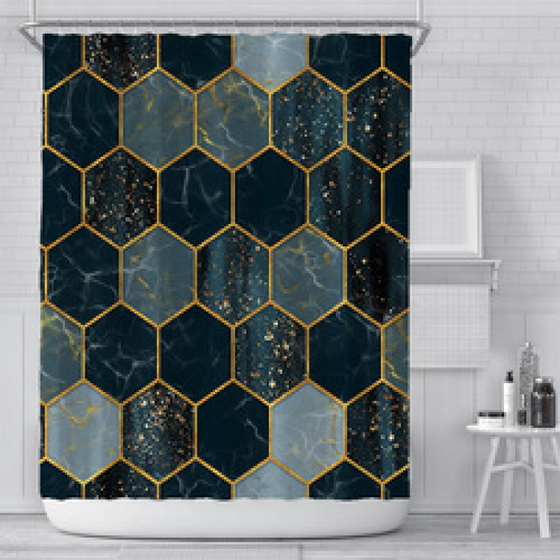 High quality durablepolyester bathroom curtain Shower Curtain geometric print design Waterproof 3D Shower Curtain