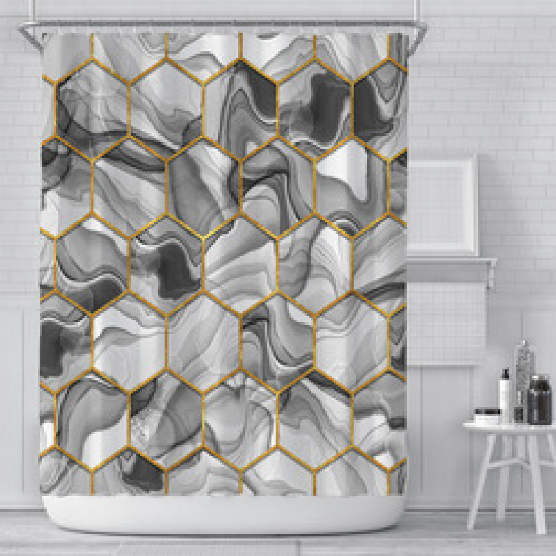High quality durablepolyester bathroom curtain Shower Curtain geometric print design Waterproof 3D Shower Curtain