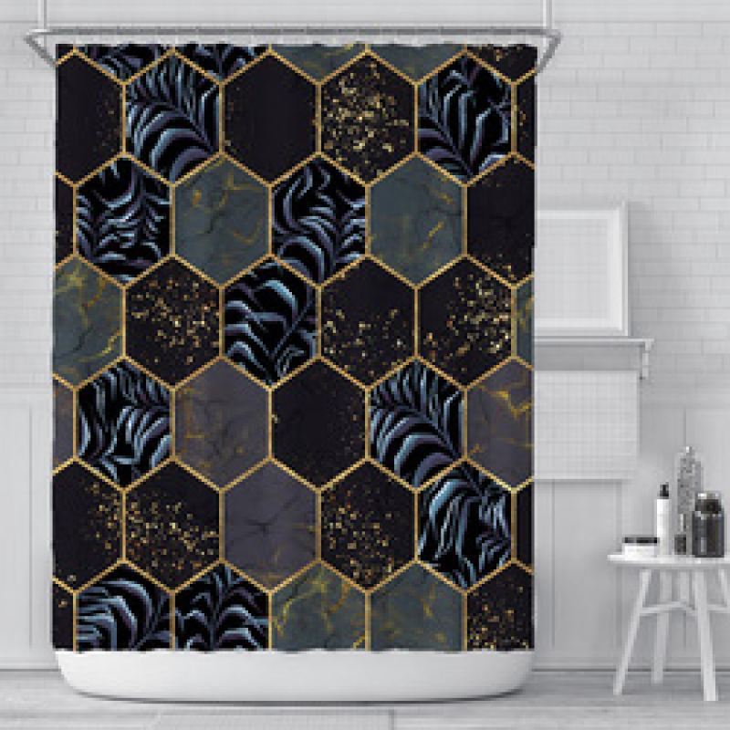 High quality durablepolyester bathroom curtain Shower Curtain geometric print design Waterproof 3D Shower Curtain