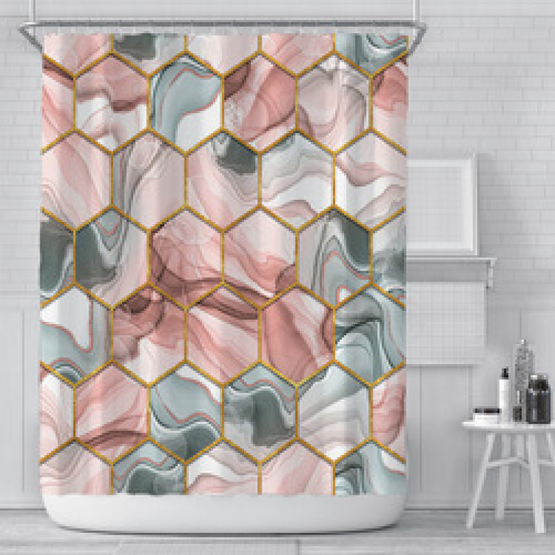High quality durablepolyester bathroom curtain Shower Curtain geometric print design Waterproof 3D Shower Curtain