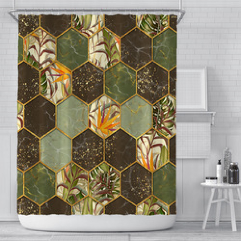 High quality durablepolyester bathroom curtain Shower Curtain geometric print design Waterproof 3D Shower Curtain