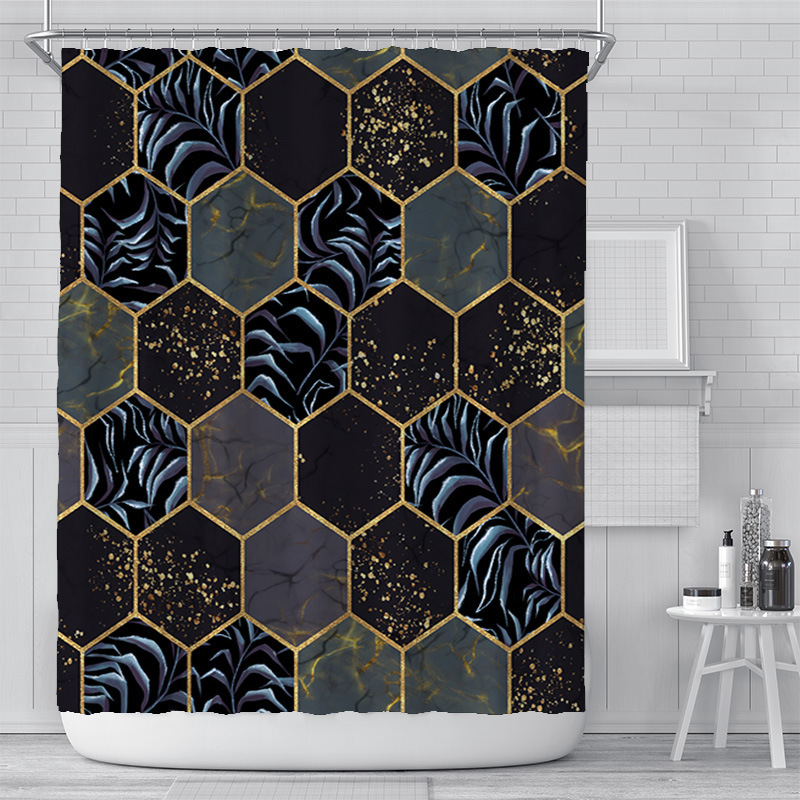High quality durablepolyester bathroom curtain Shower Curtain geometric print design Waterproof 3D Shower Curtain