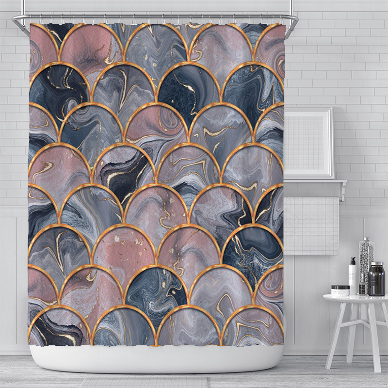 High quality durablepolyester bathroom curtain Shower Curtain geometric print design Waterproof 3D Shower Curtain